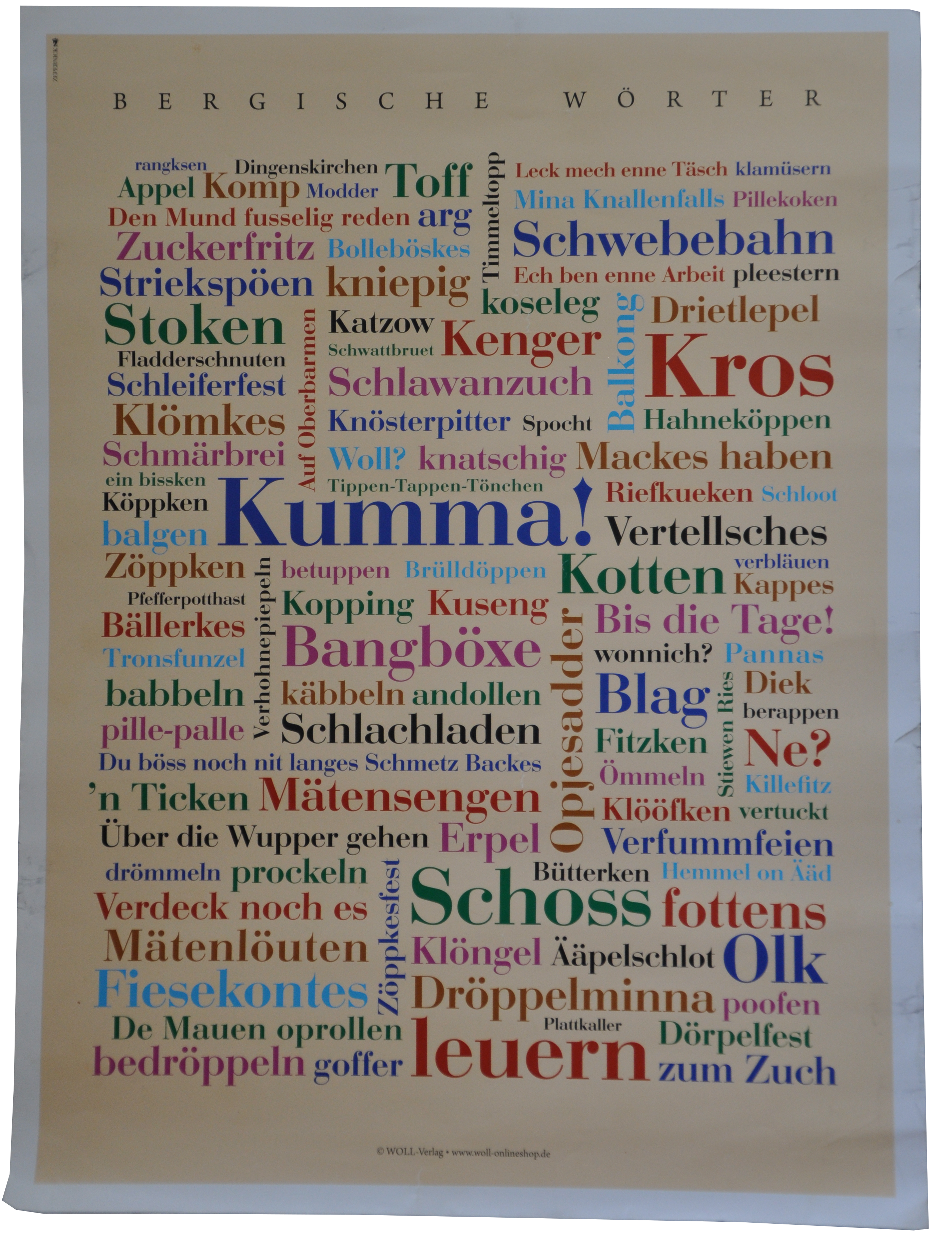 Poster Bergische Wörter groß 50x70 cm