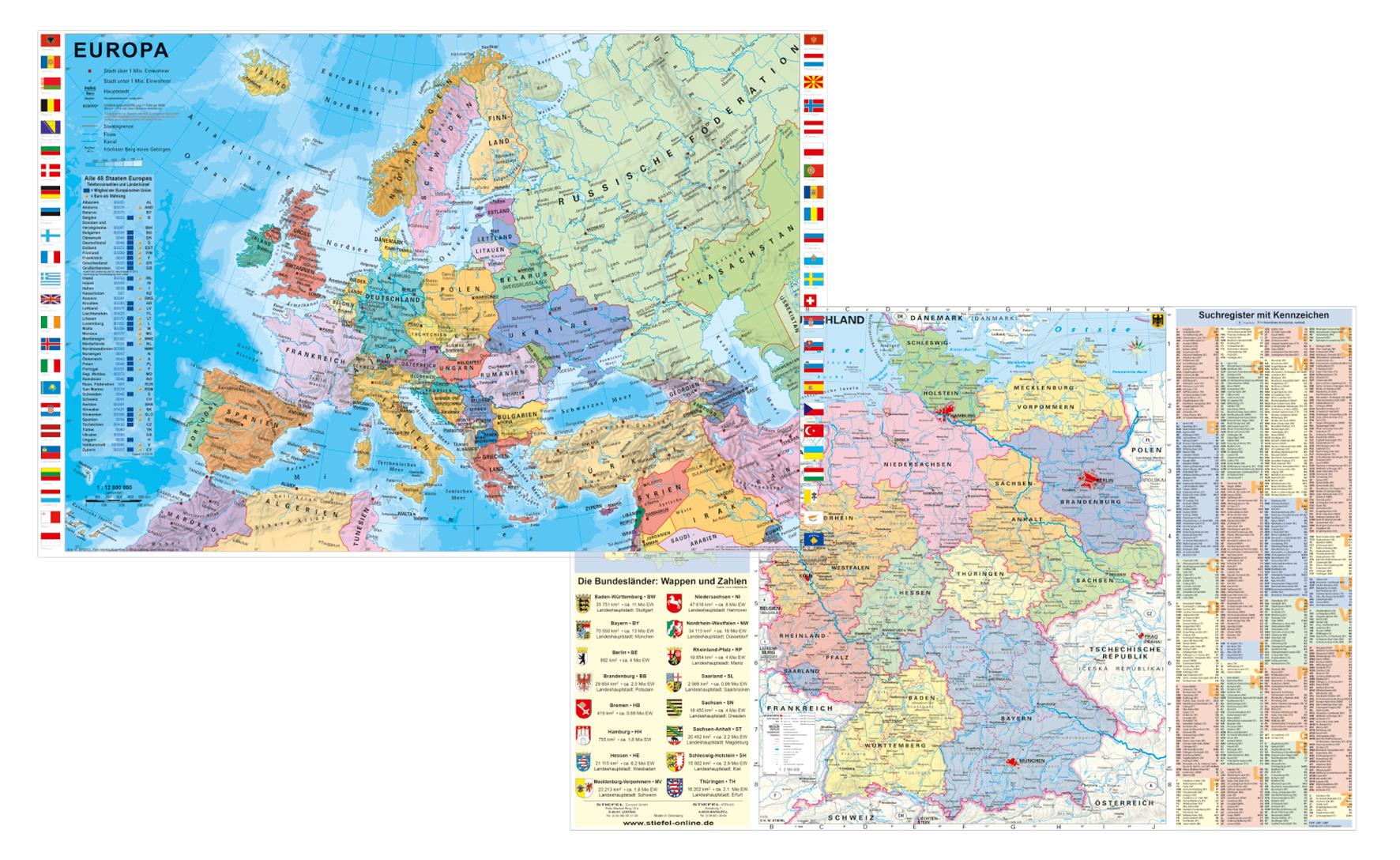 Deutschland und Europa fürs Büro - DUO-Schreibunterlage