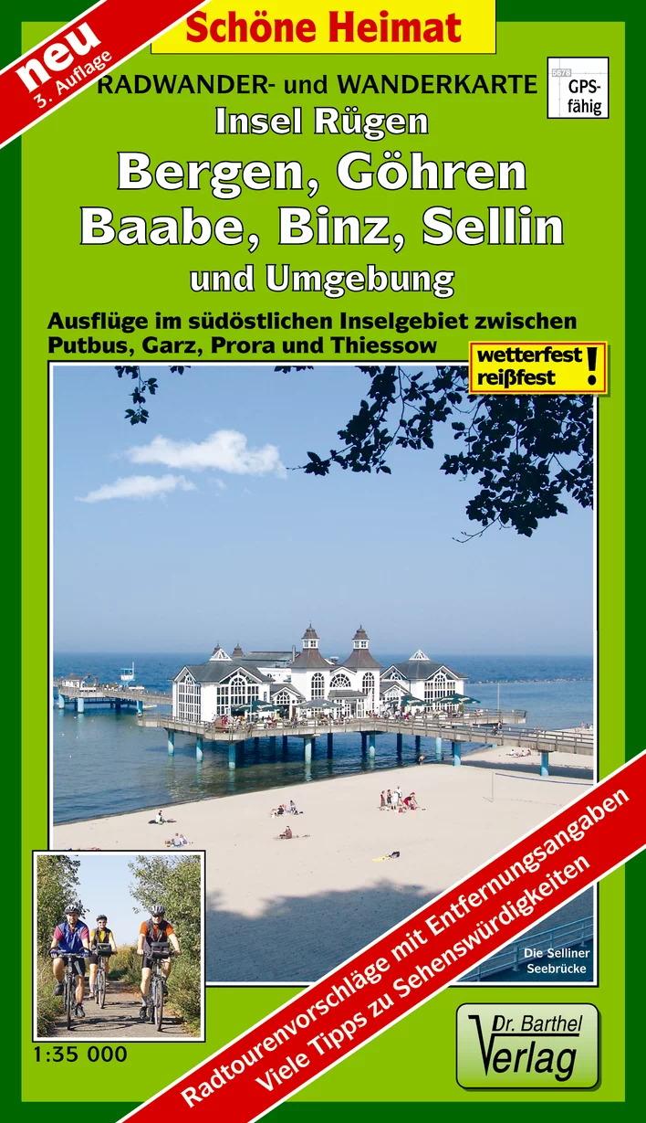 Insel Rügen: Bergen, Göhren, Baabe, Binz, Sellin und Umgebung Radwander- und Wanderkarte 1 : 35 000