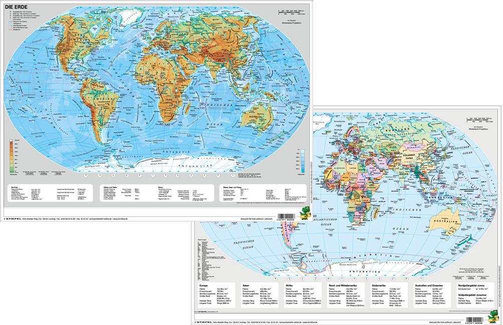 Die Erde physisch/politisch. DUO-Schreibunterlage klein