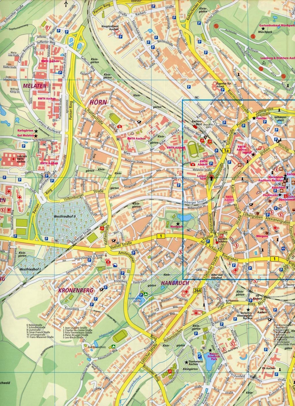 Aachen. Stadtplan 1:14 000