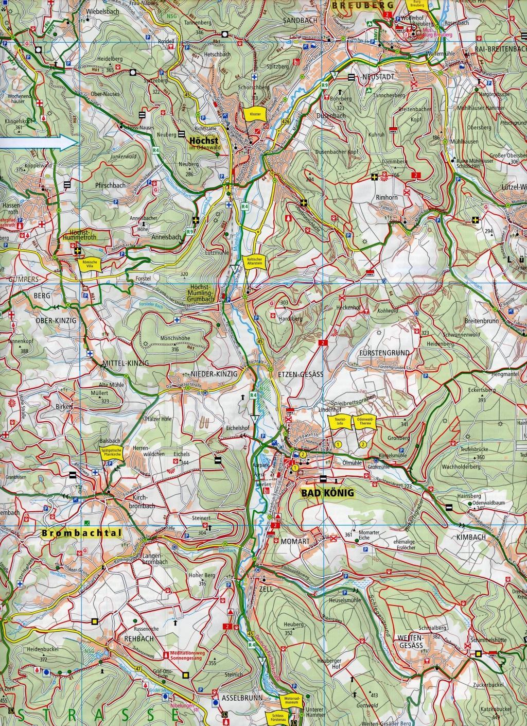 Bergstraße Odenwald Nord, Bensheim - Reichelsheim - Michelstadt 1 : 50 000 Rad- und Wanderkarte