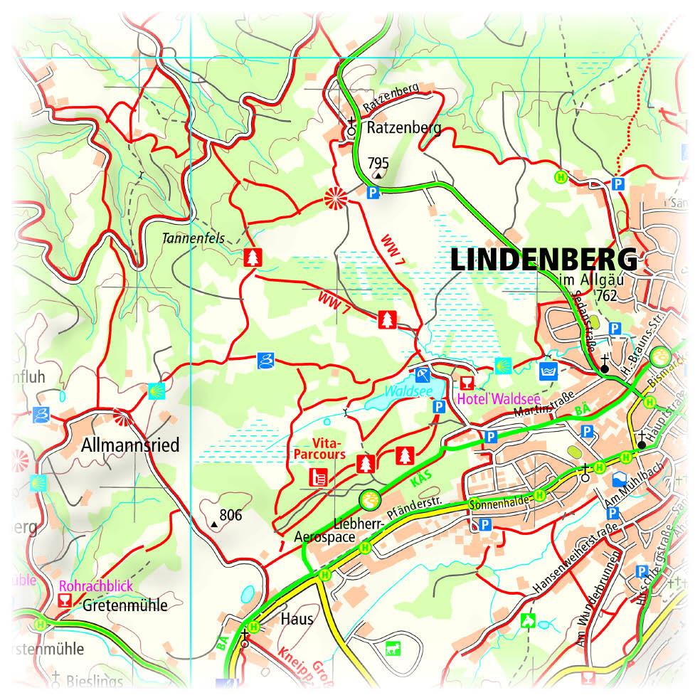 Allgäu, Wangen, Kempten, Lindau, Sonthofen 1:35 000