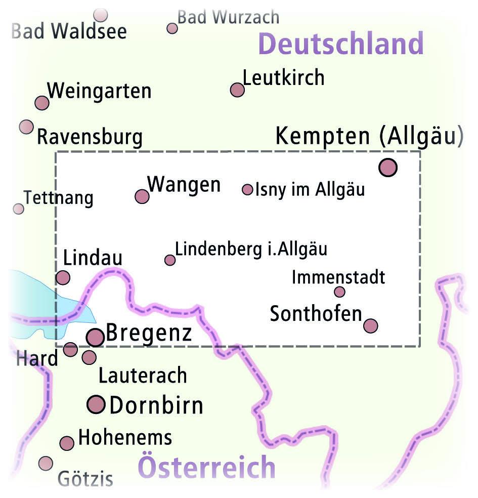 Allgäu, Wangen, Kempten, Lindau, Sonthofen 1:35 000