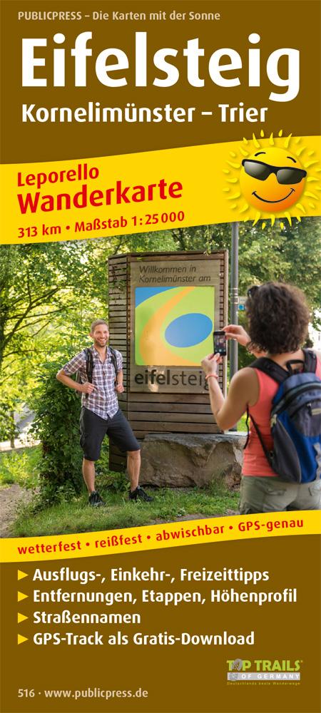 Wanderkarte Eifelsteig, Kornelimünster - Trier 1 : 25 000