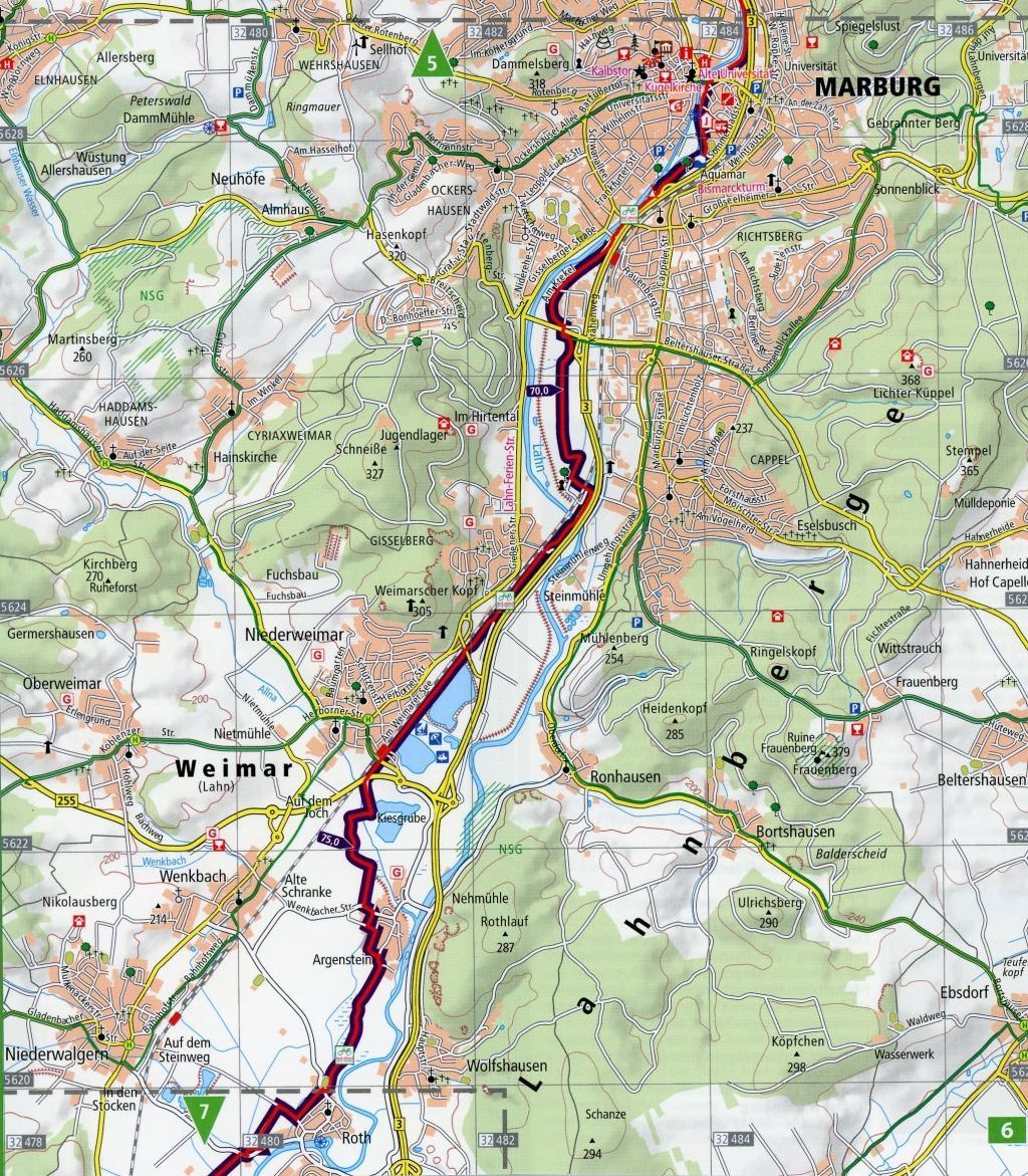 Radtourenkarte Lahntal-Radweg, Netphen-Lahnhof - Lahnstein 1 : 50 000