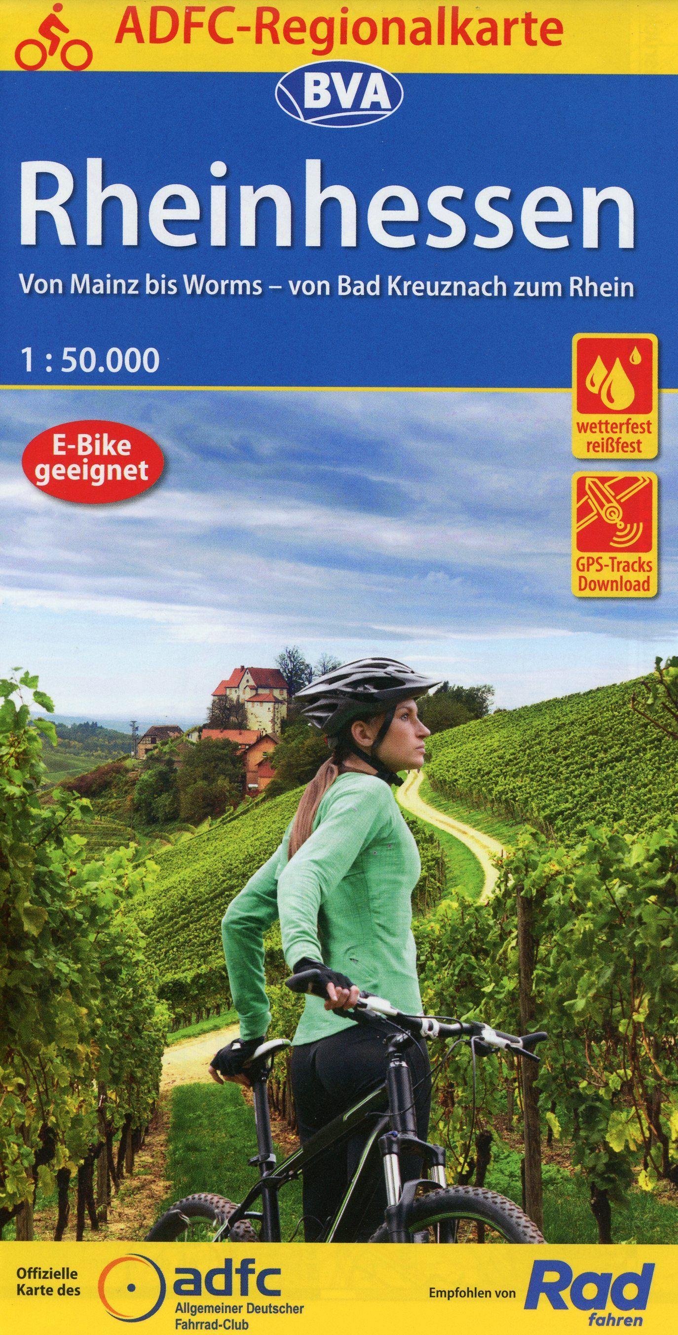 ADFC-Regionalkarte Rheinhessen, 1:50.000, mit Tagestourenvorschlägen, reiß- und wetterfest, E-Bike-geeignet, GPS-Tracks Download