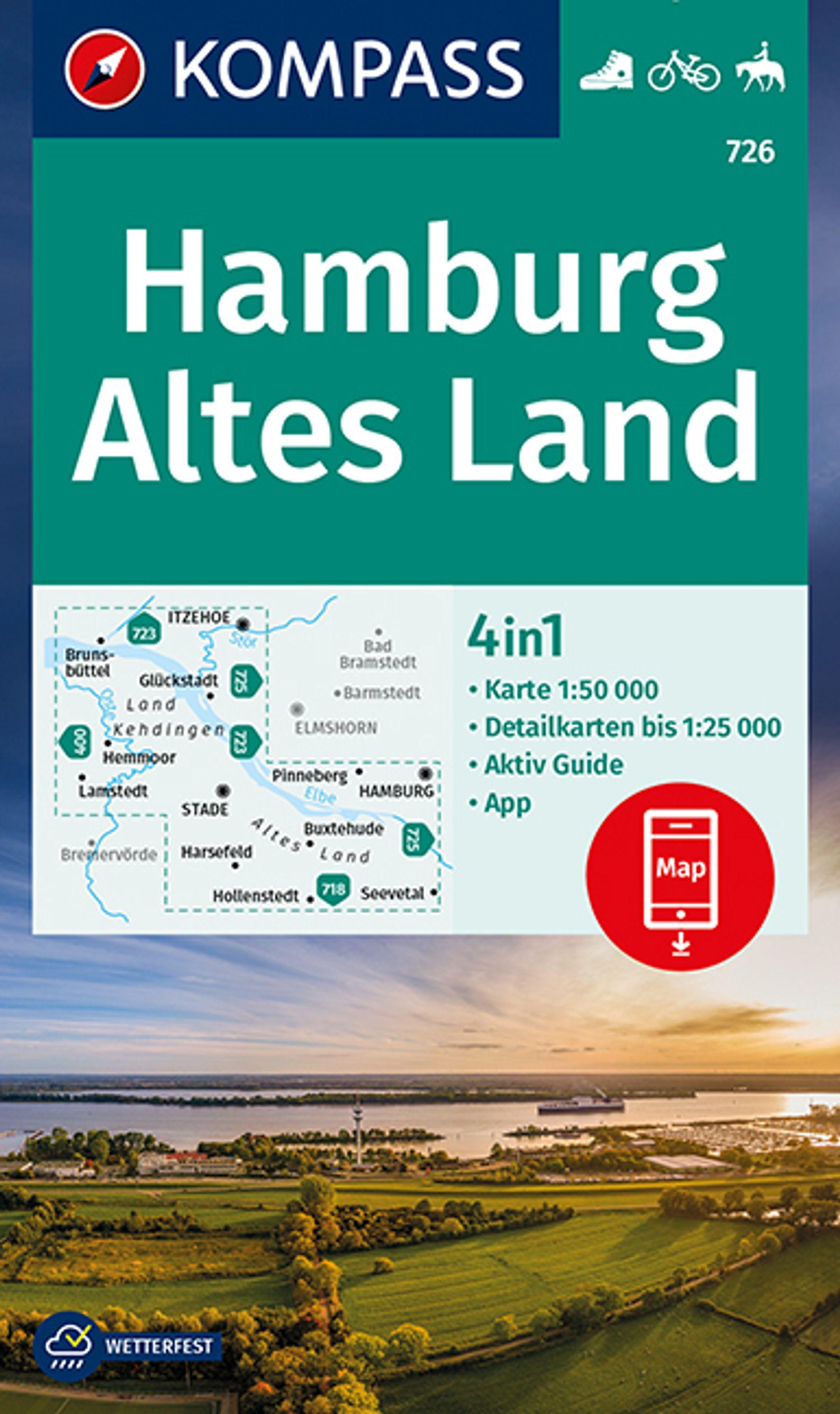 KOMPASS Wanderkarte 726 Hamburg, Altes Land 1:50.000