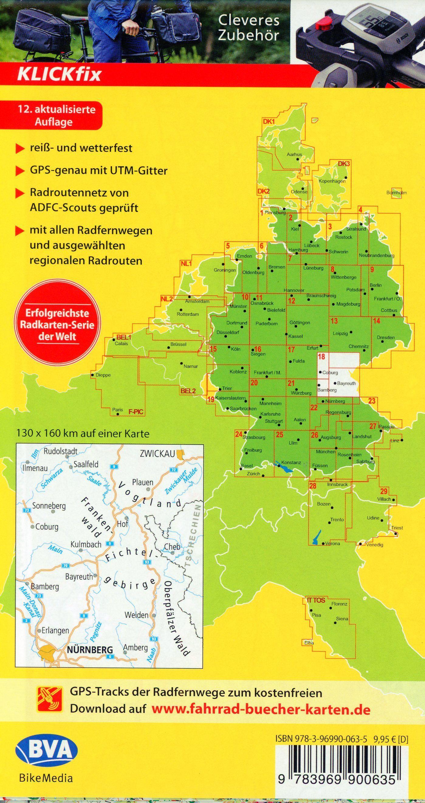 ADFC-Radtourenkarte 18 Oberfranken /Vogtland 1:150.000, reiß- und wetterfest, E-Bike geeignet, GPS-Tracks Download