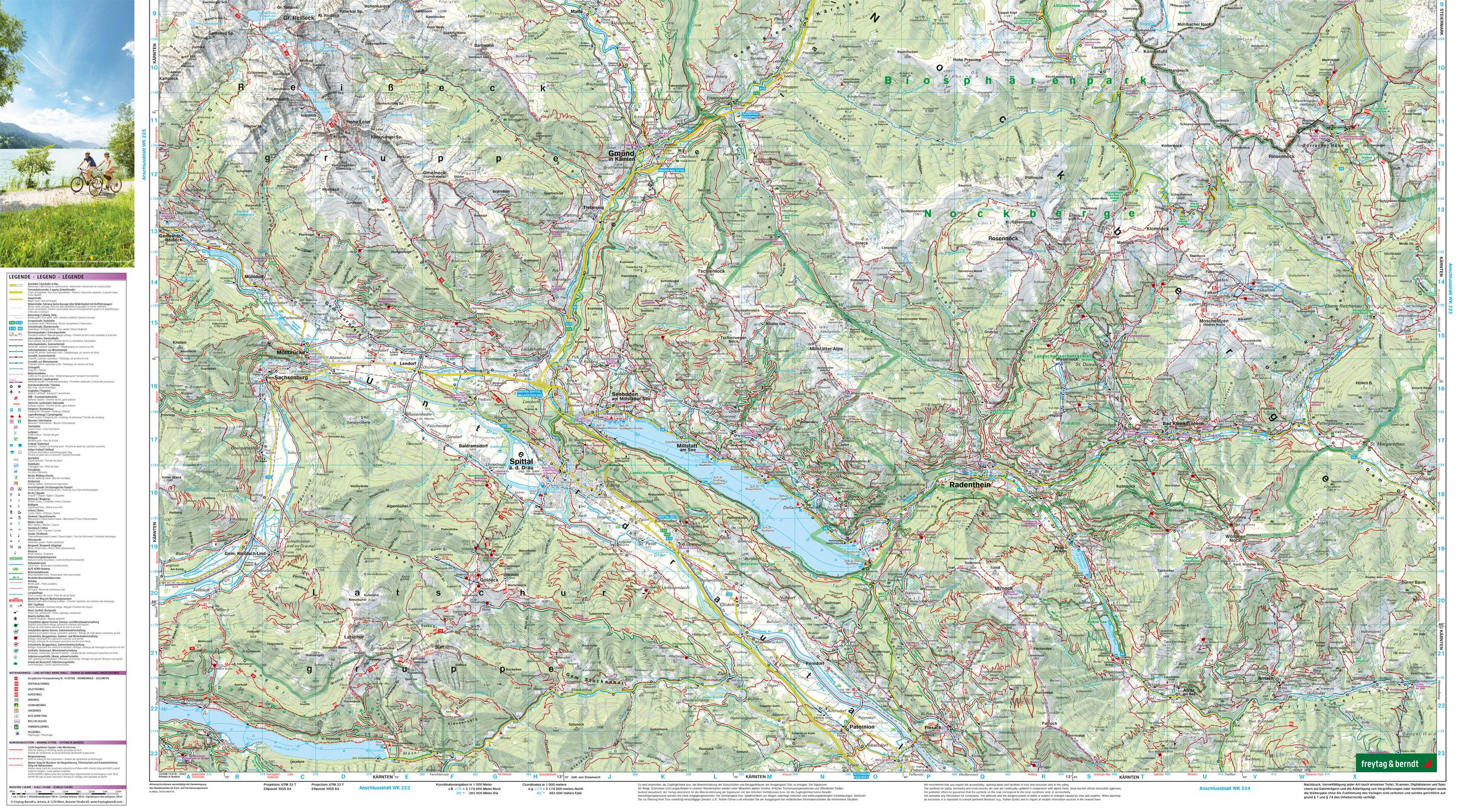 Liesertal, Maltatal, Millstätter See, Spittal an der  Drau, Nockalmstrasse 1 : 50 000