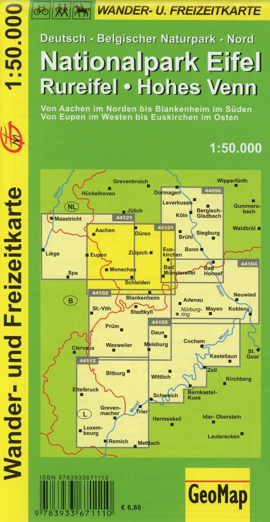 Nationalpark Eifel, Rureifel, Hohes Venn Wander- und Freizeitkarte 1 : 50 000