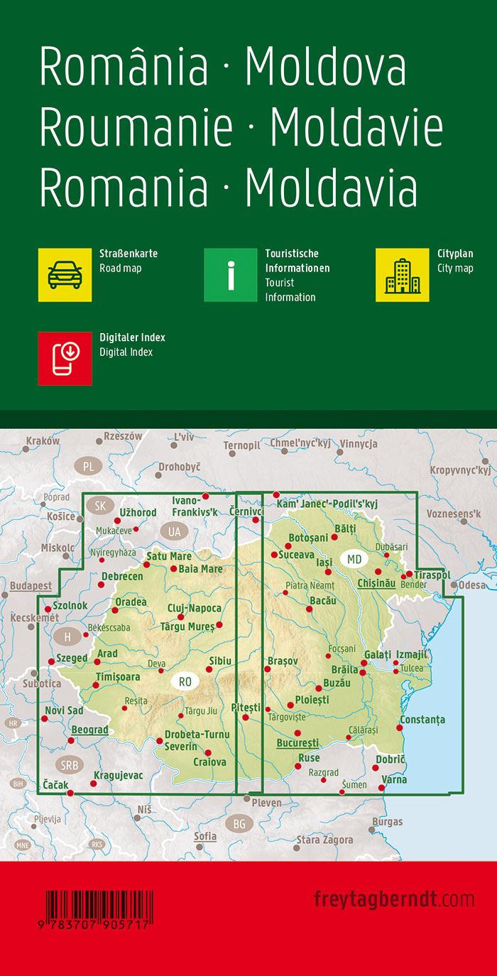Rumänien - Moldawien, Straßenkarte 1:500.000, freytag & berndt
