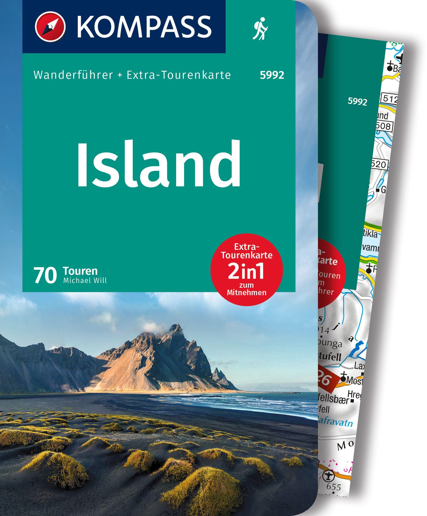 KOMPASS Wanderführer Island, 70 Touren mit Extra-Tourenkarte