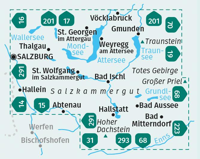 KOMPASS Wanderkarten-Set 229 Salzkammergut (2 Karten) 1:50.000