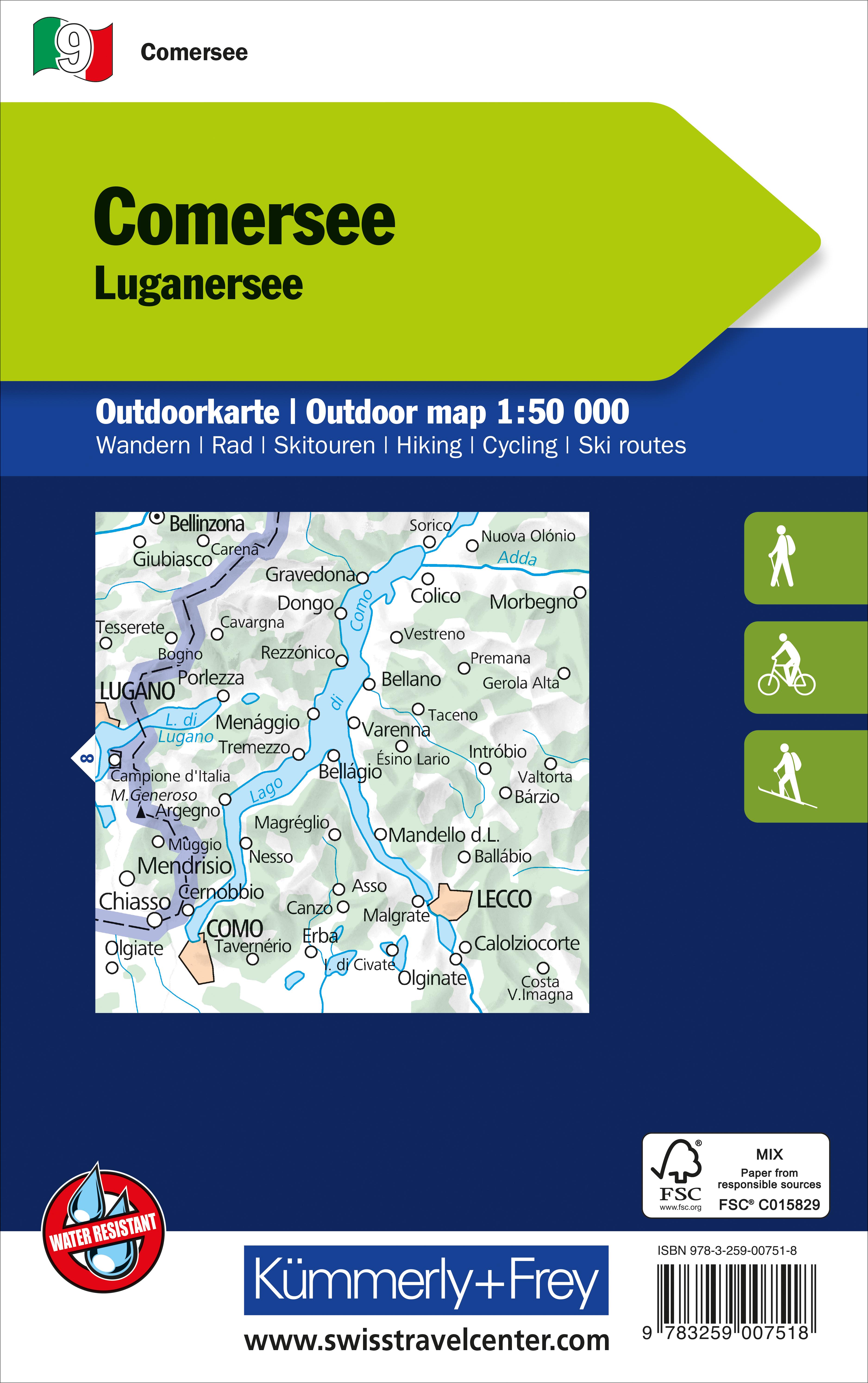 Kümmerly+Frey Outdoorkarte Lago di Como 1:50.000