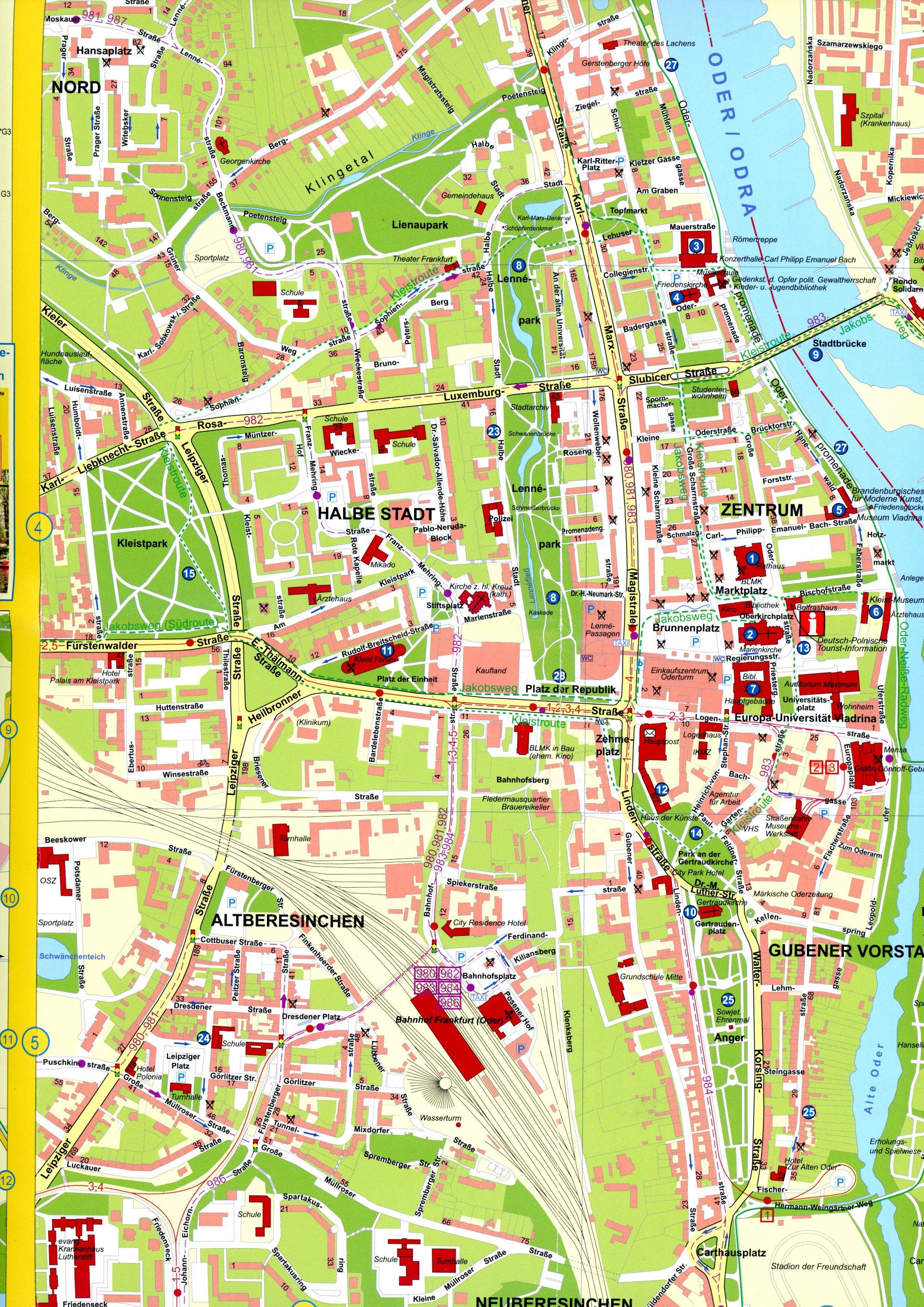 Stadtplan Frankfurt (Oder) und Slubice