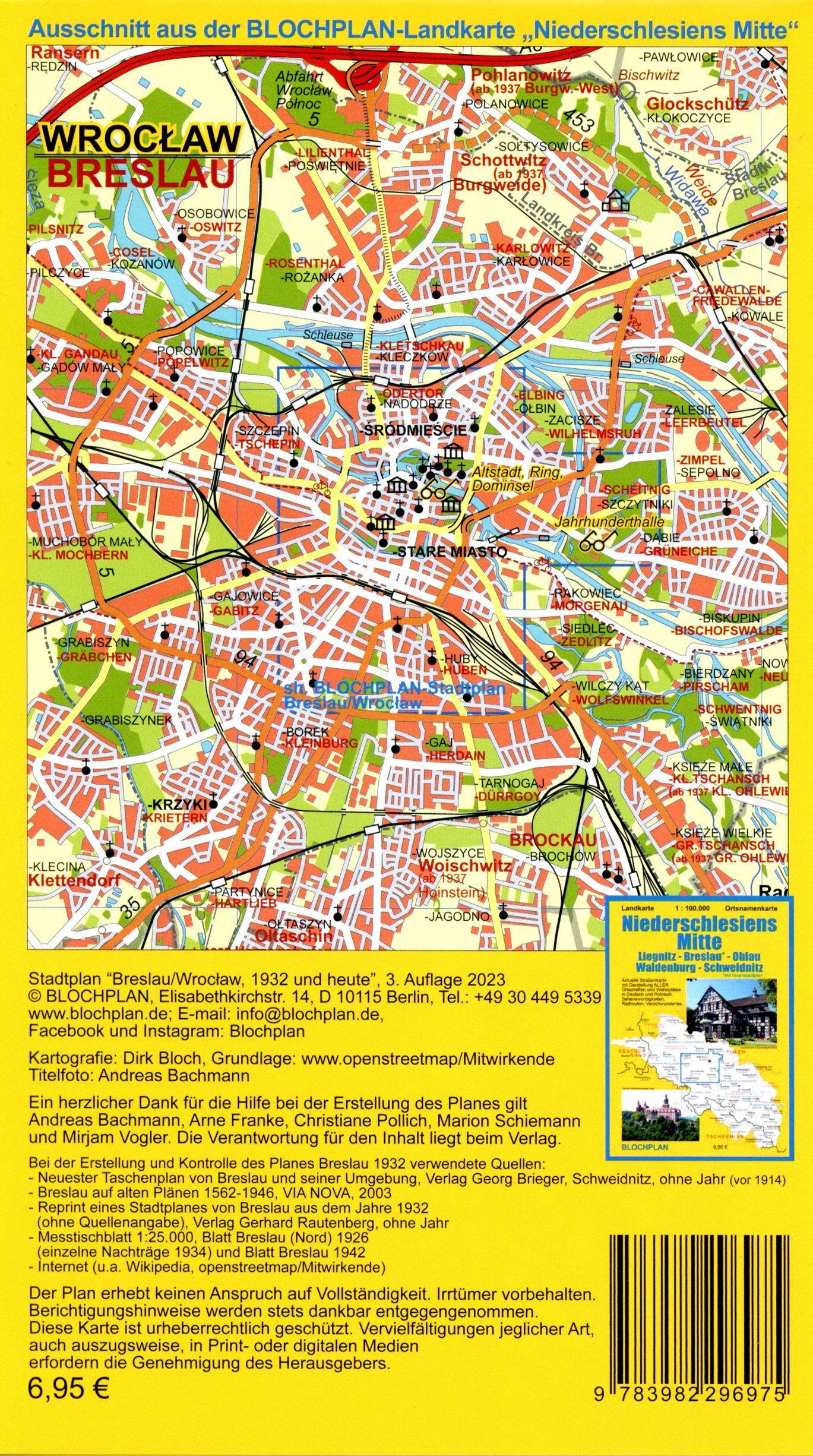 Stadtplan Breslau/Wroclaw heute und 1932