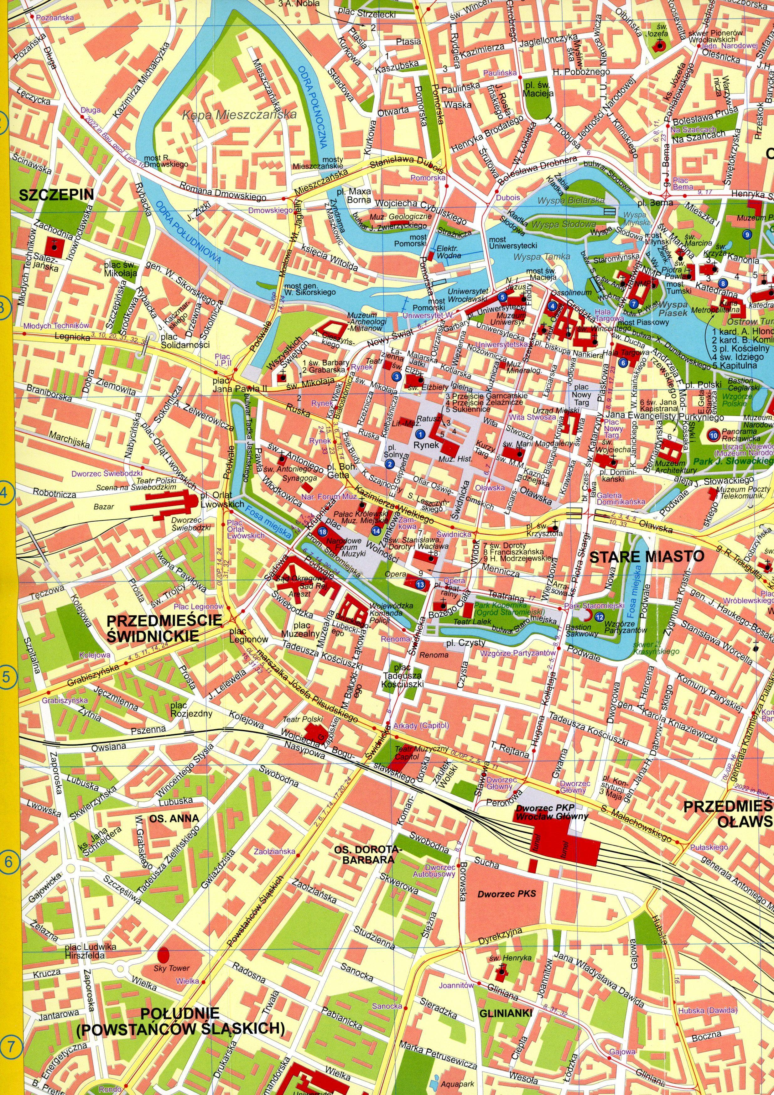 Stadtplan Breslau/Wroclaw heute und 1932