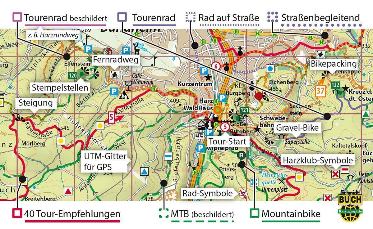 Fahrradkarte Harz 1 : 50 000