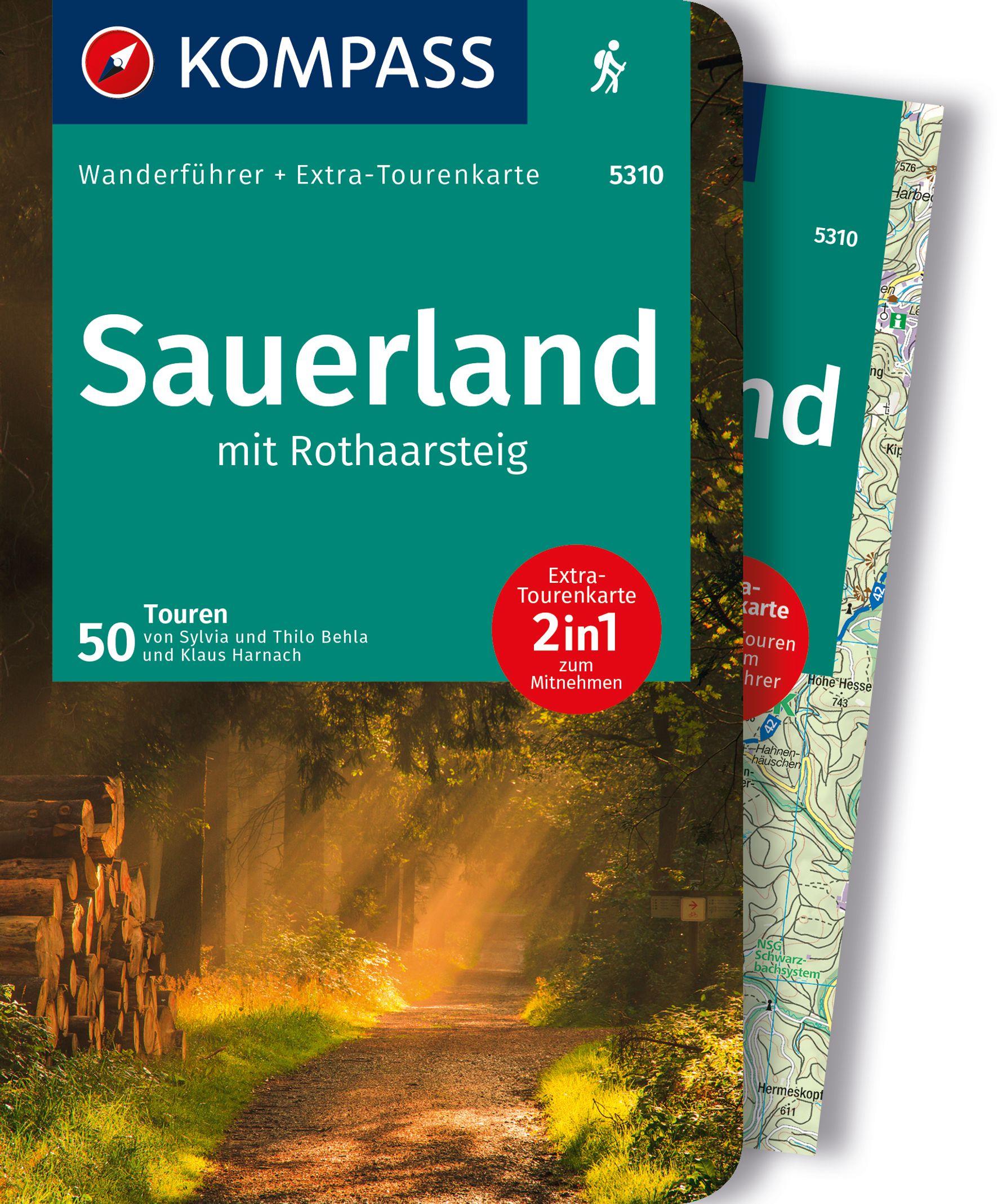 KOMPASS Wanderführer Sauerland mit Rothaarsteig, 50 Touren mit Extra-Tourenkarte