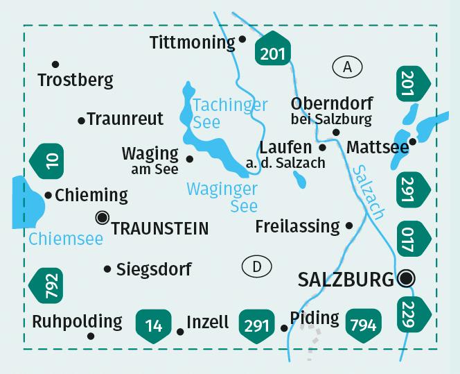 KOMPASS Wanderkarte 16 Traunstein, Waginger See 1:50.000