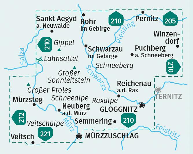 KOMPASS Wanderkarten-Set 228 Wiener Hausberge, Schneeberg, Rax (2 Karten) 1:25.000