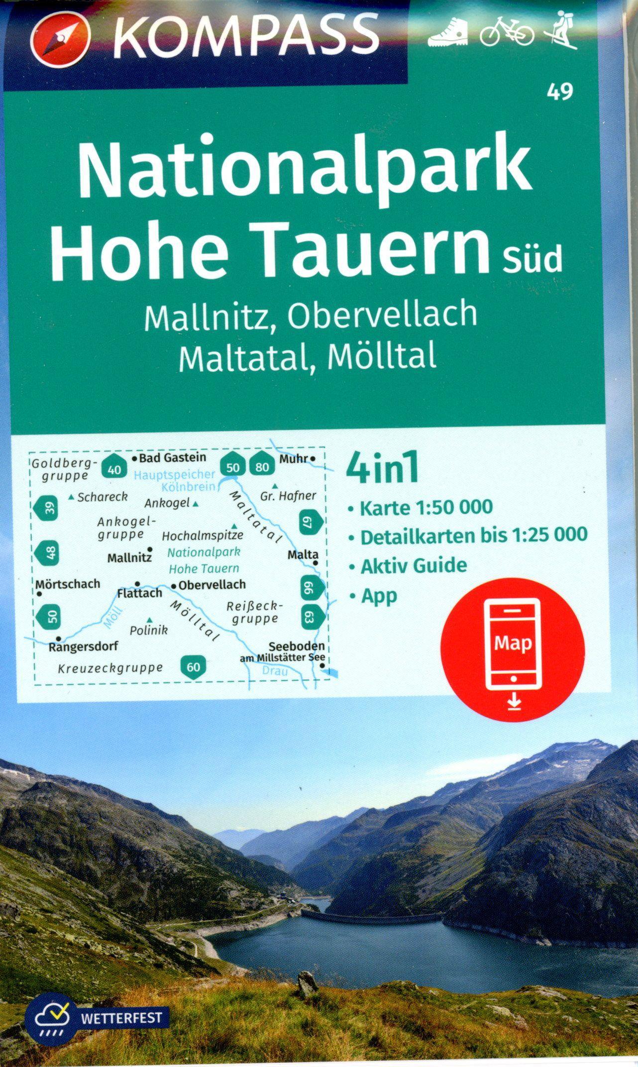 KOMPASS Wanderkarte 49 Nationalpark Hohe Tauern Süd, Mallnitz, Obervellach, Maltatal, Mölltal 1:50.000