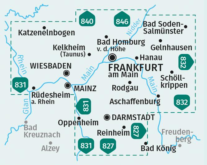 KOMPASS Wanderkarten-Set 828 Frankfurt u.Umgebung (2 Karten) 1:50.000