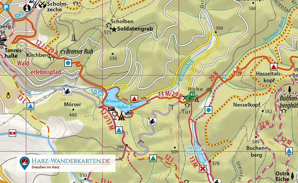 Der Harz in 4 Teilen. Wander- und Fahrradkartenset 1 : 30 000