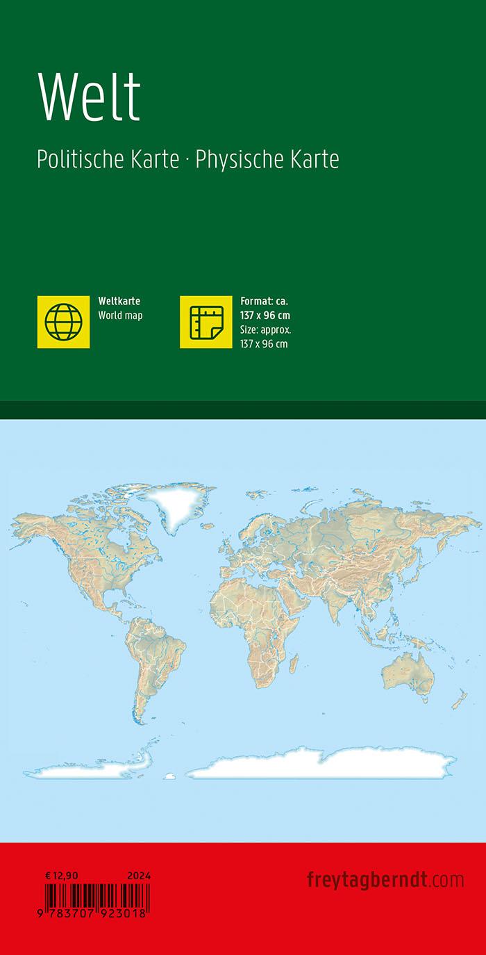 Weltkarte, politisch - physisch, 1:20.000.000, gefaltet, freytag & berndt