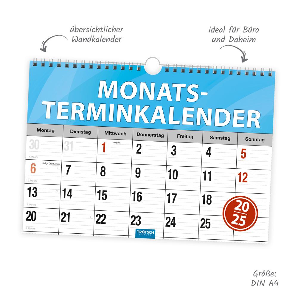 Trötsch Monatsterminer Monatsterminkalender 2025 mit Wire-O-Bindung