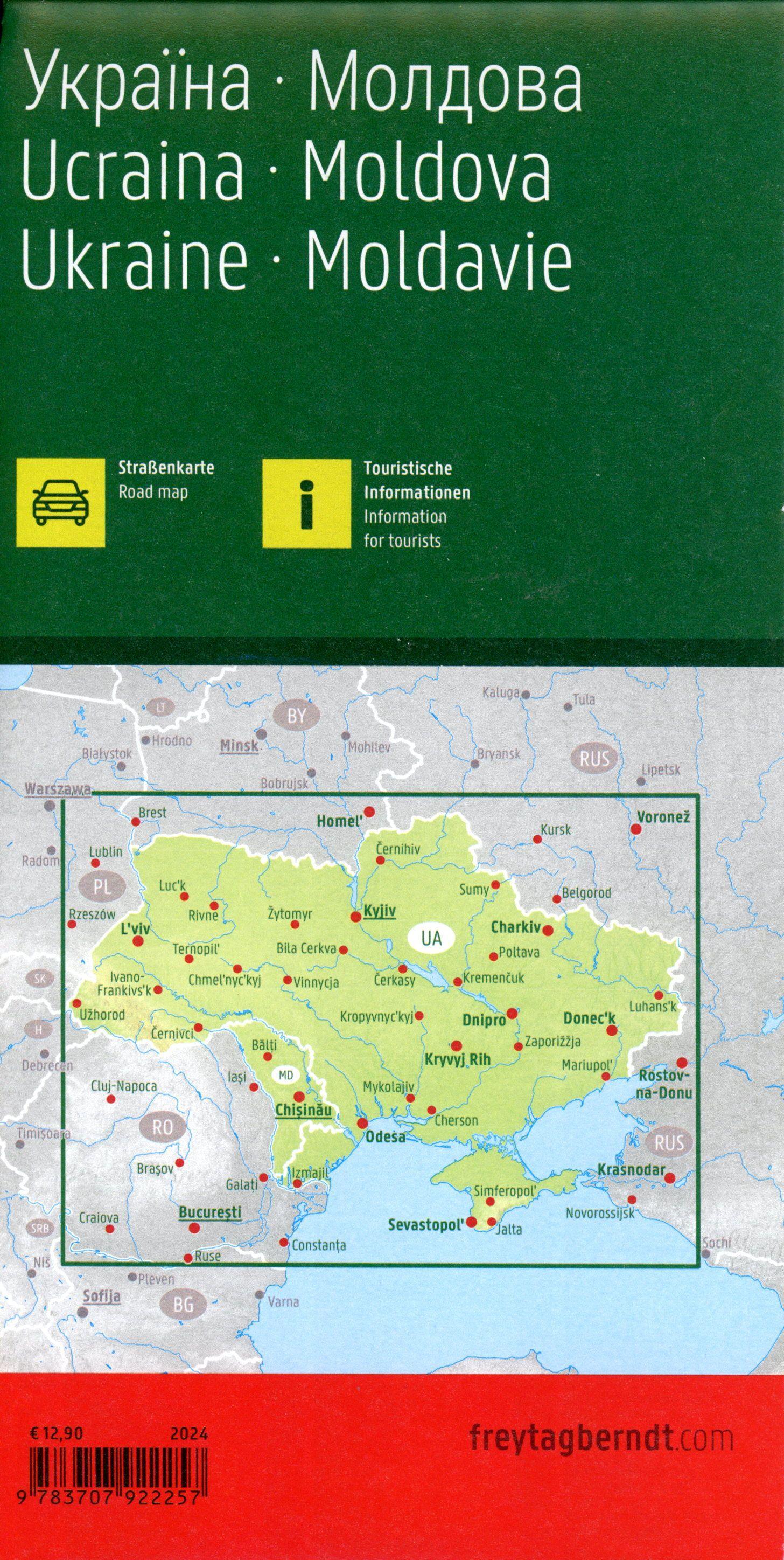 Ukraine - Moldawien, Straßenkarte 1:1.000.000, freytag & berndt