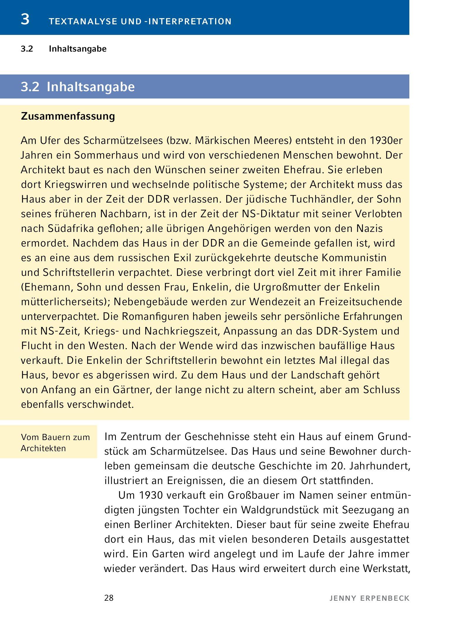 Heimsuchung von Jenny  Erpenbeck - Textanalyse und Interpretation