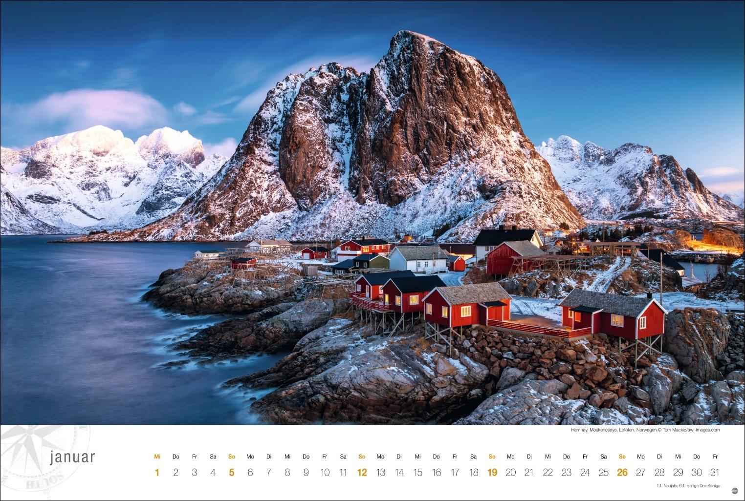 Hurtigruten Globetrotter Kalender 2025 - Von unberührten Fjorden und stillen Bergen