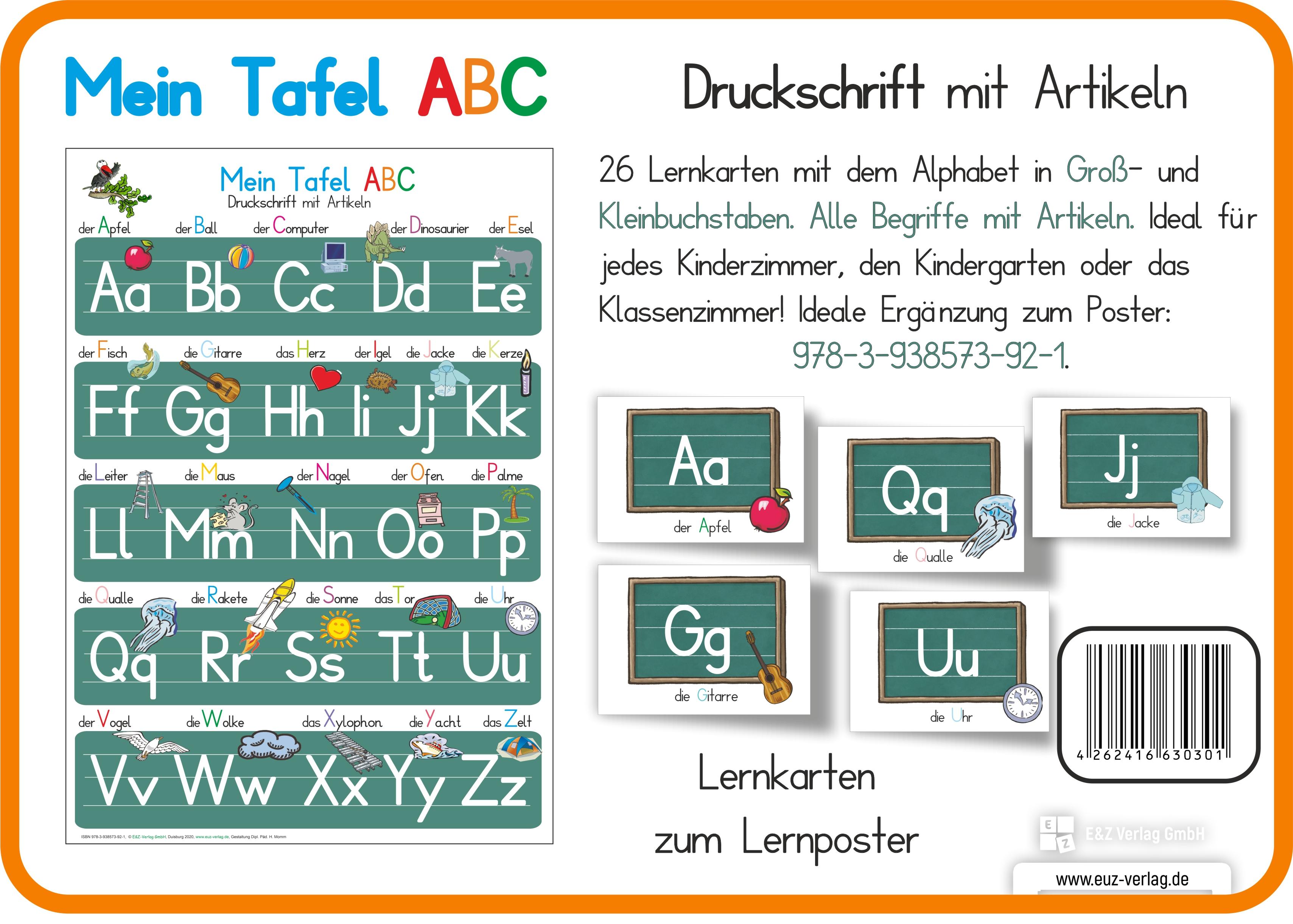 Mein Tafel ABC in Druckschrift mit Artikeln