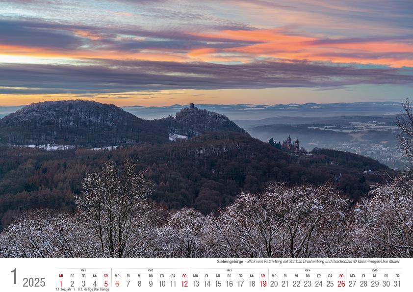 Siebengebirge 2025 Bildkalender A4 quer, spiralgebunden