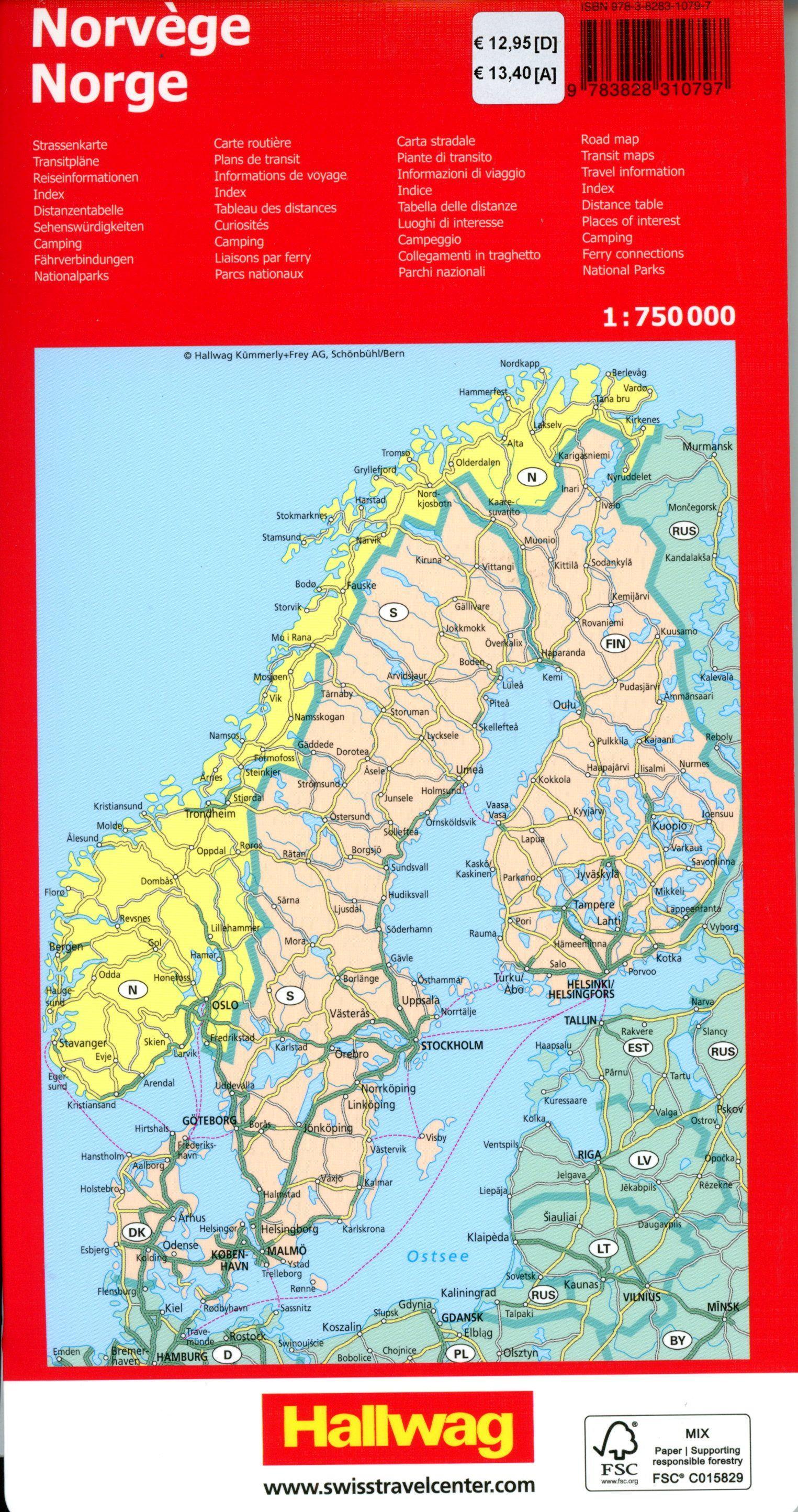 Hallwag Strassenkarte Norwegen 1:750.000