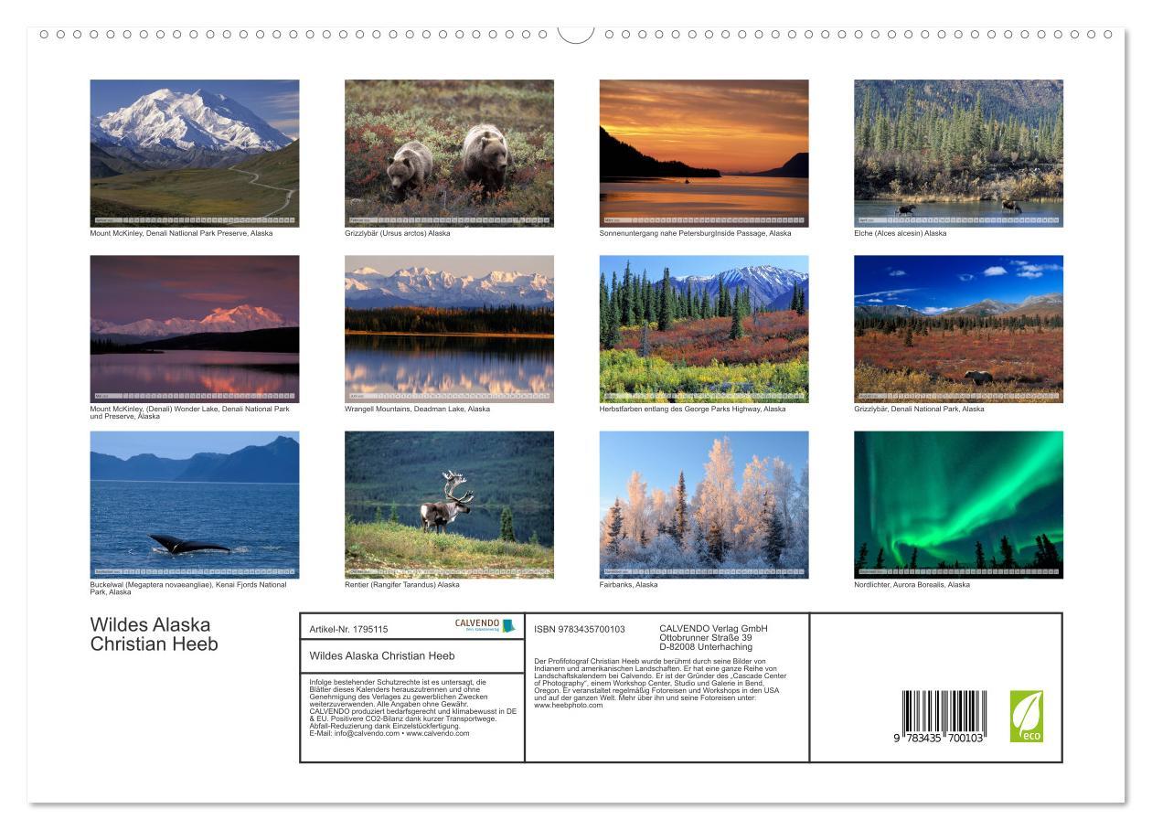 Wildes Alaska Christian Heeb (hochwertiger Premium Wandkalender 2025 DIN A2 quer), Kunstdruck in Hochglanz