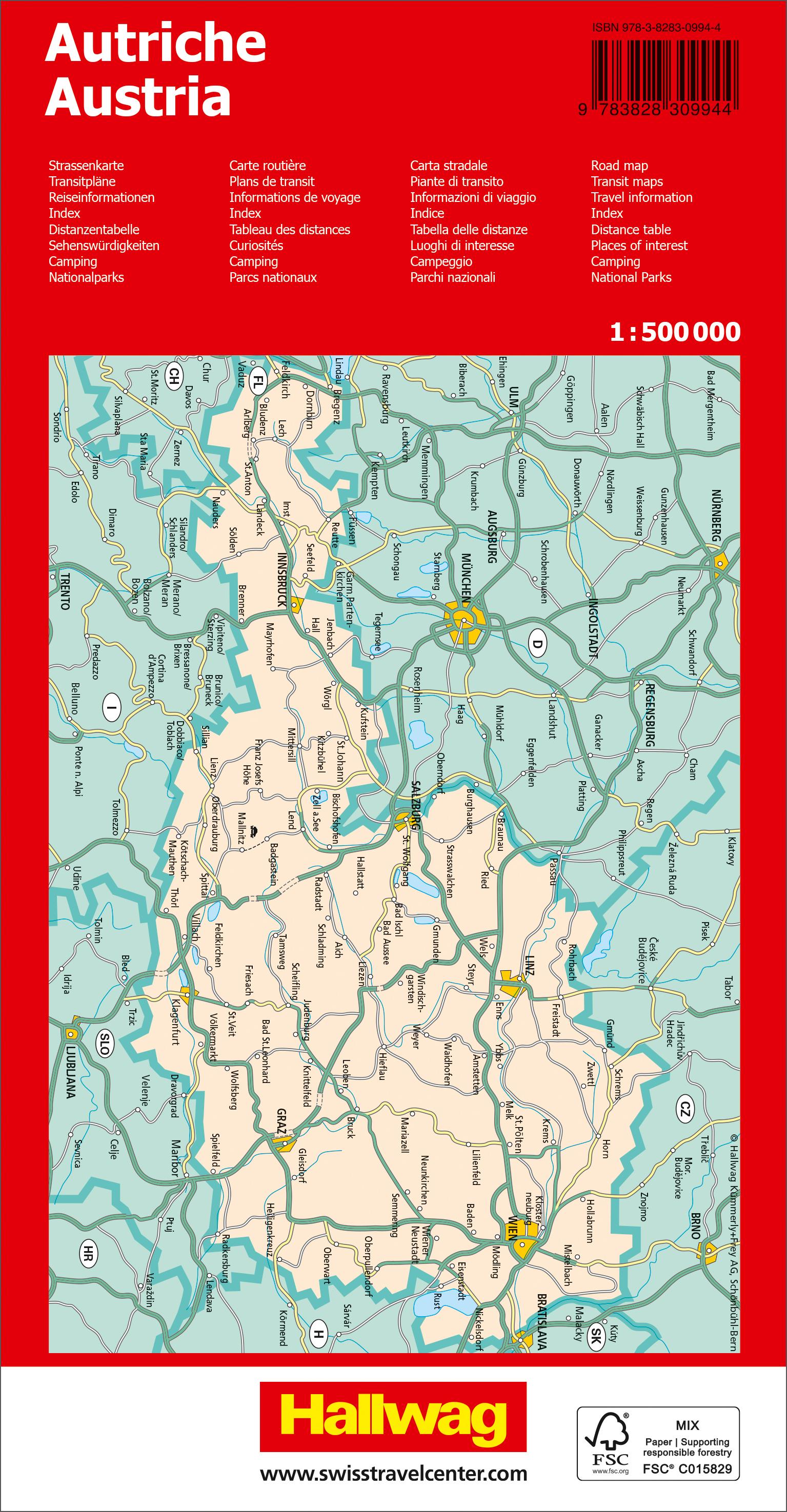 Hallwag Strassenkarte Österreich 1:500.000