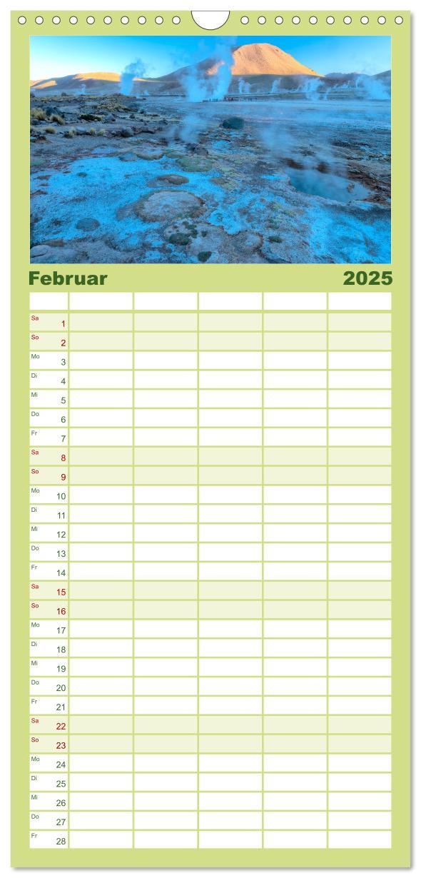 Familienplaner 2025 - Magie dieses Südamerikanischen Landes, Chile mit 5 Spalten (Wandkalender, 21 x 45 cm) CALVENDO