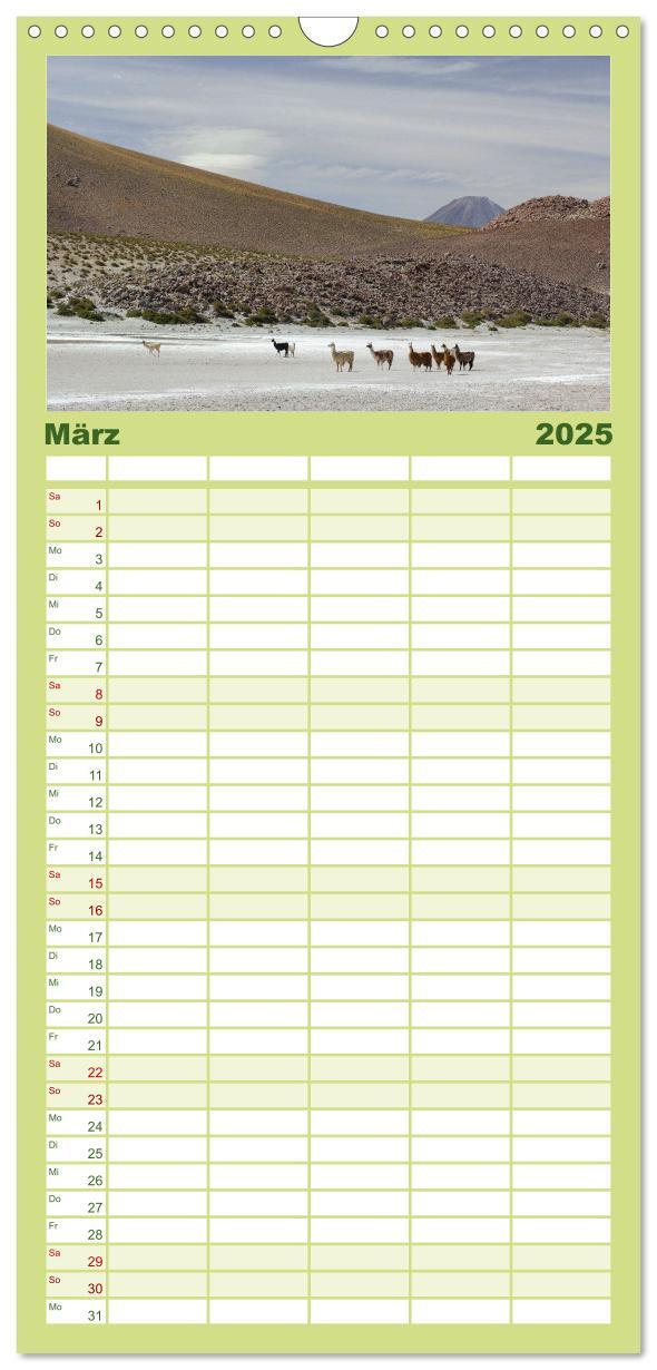 Familienplaner 2025 - Magie dieses Südamerikanischen Landes, Chile mit 5 Spalten (Wandkalender, 21 x 45 cm) CALVENDO