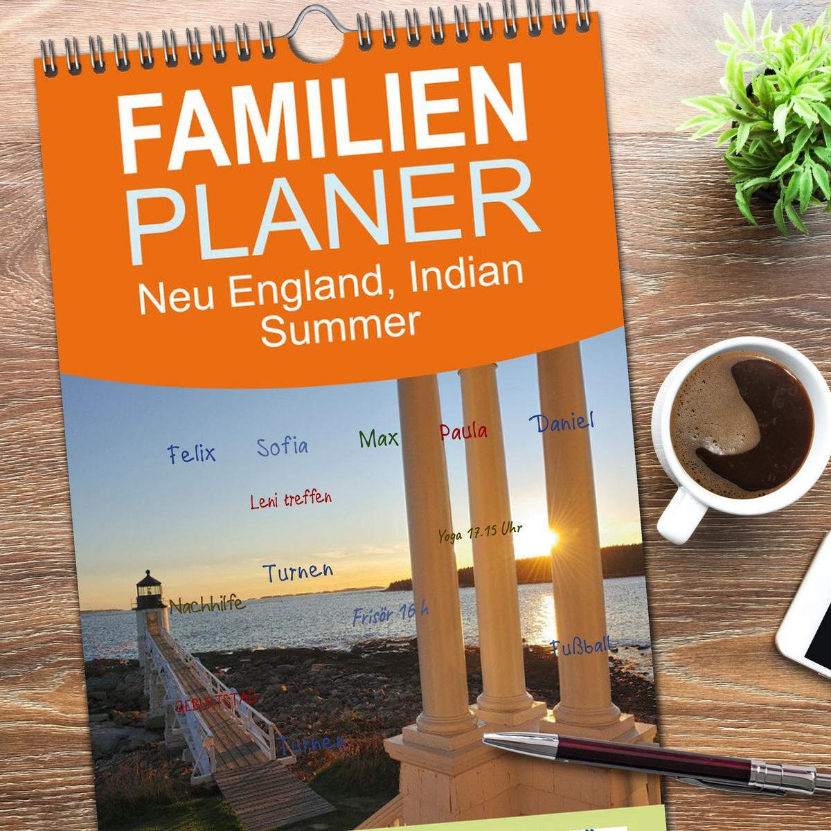 Familienplaner 2025 - Neu England, Indian Summer mit 5 Spalten (Wandkalender, 21 x 45 cm) CALVENDO