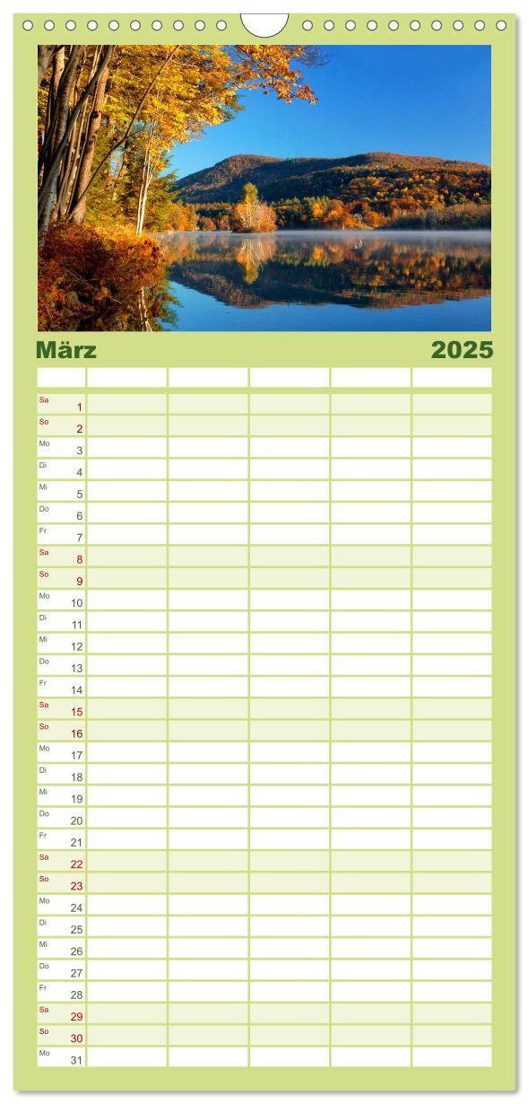 Familienplaner 2025 - Neu England, Indian Summer mit 5 Spalten (Wandkalender, 21 x 45 cm) CALVENDO