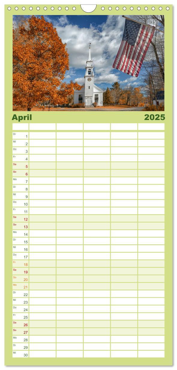 Familienplaner 2025 - Neu England, Indian Summer mit 5 Spalten (Wandkalender, 21 x 45 cm) CALVENDO