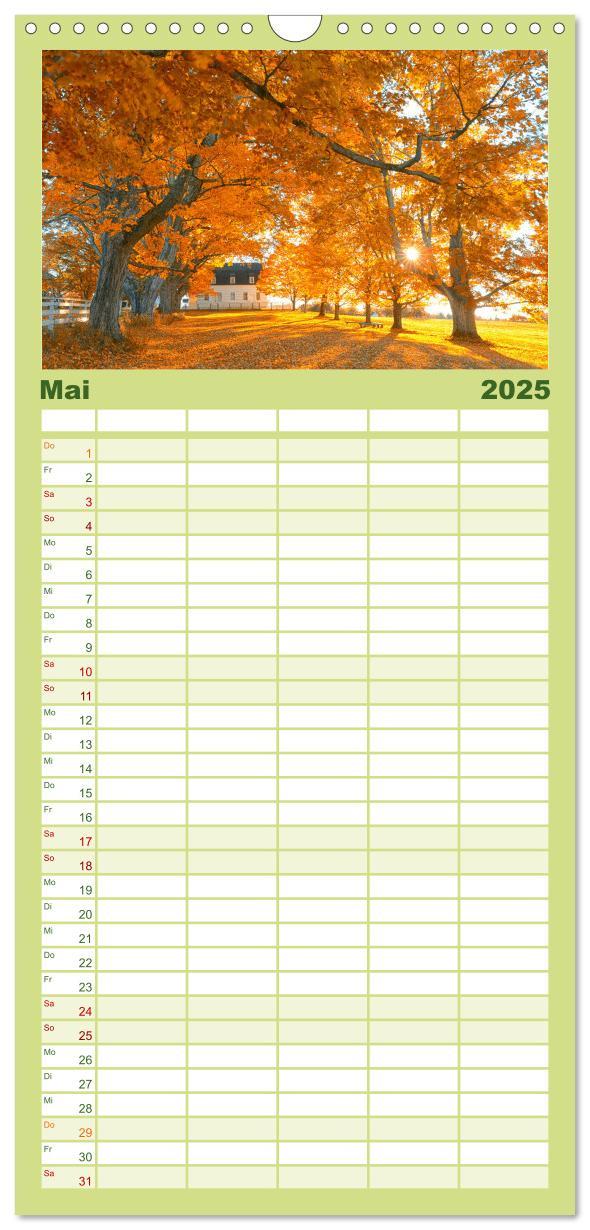 Familienplaner 2025 - Neu England, Indian Summer mit 5 Spalten (Wandkalender, 21 x 45 cm) CALVENDO