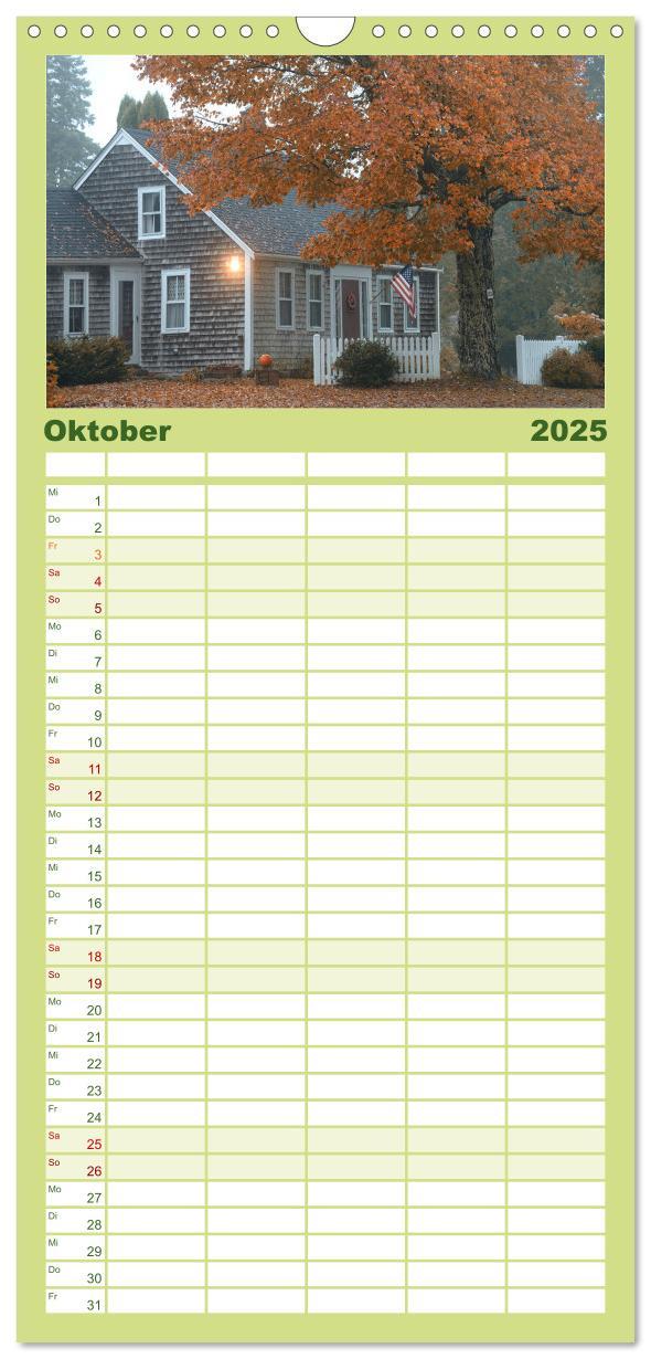 Familienplaner 2025 - Neu England, Indian Summer mit 5 Spalten (Wandkalender, 21 x 45 cm) CALVENDO