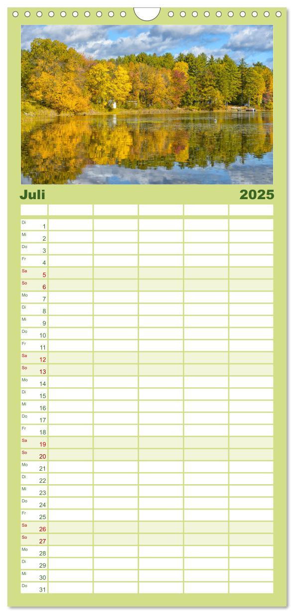 Familienplaner 2025 - Neu England, Indian Summer mit 5 Spalten (Wandkalender, 21 x 45 cm) CALVENDO