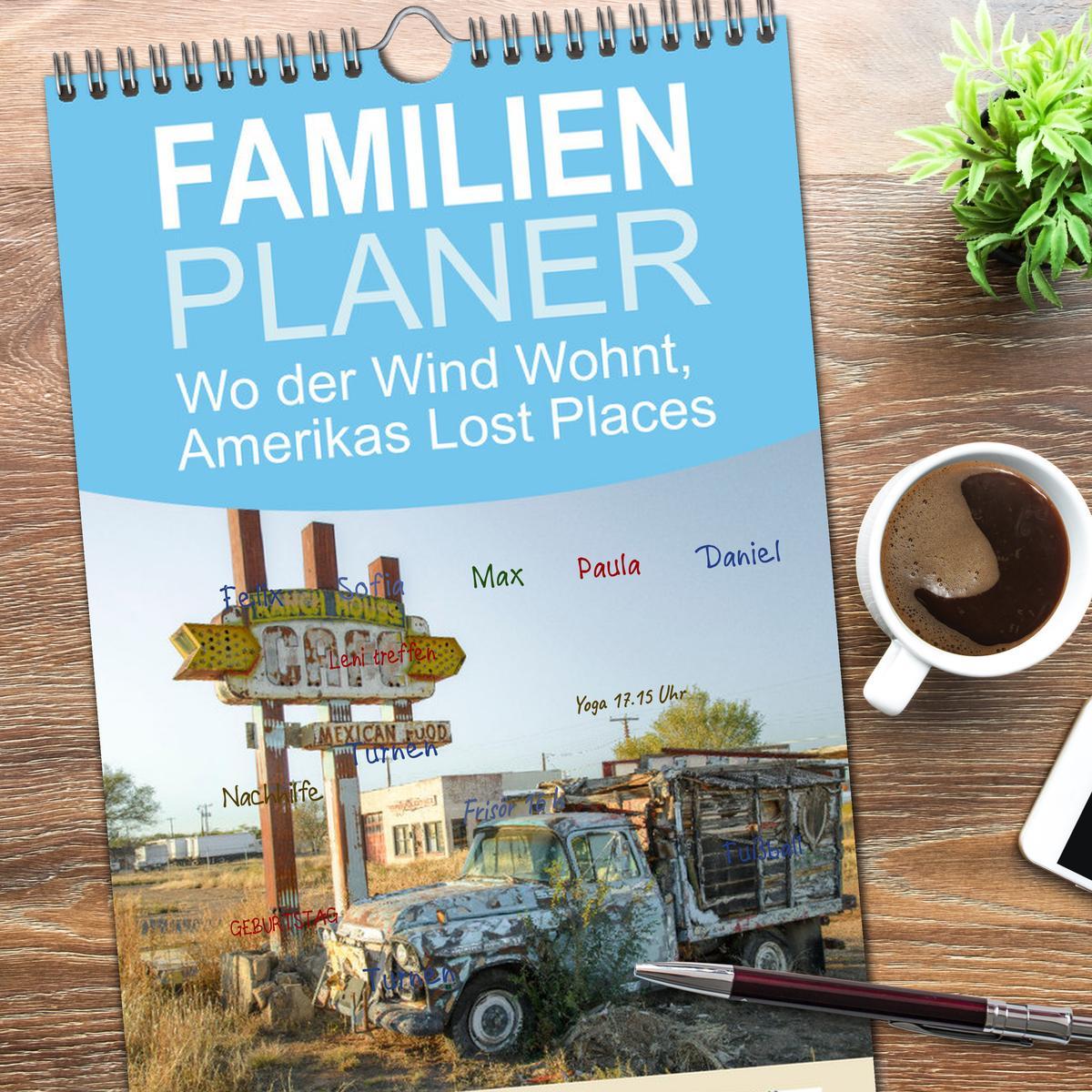 Familienplaner 2025 - Wo der Wind Wohnt, Amerikas Lost Places mit 5 Spalten (Wandkalender, 21 x 45 cm) CALVENDO