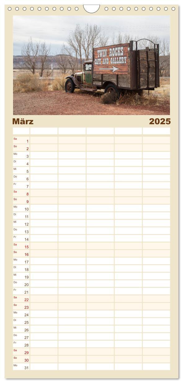 Familienplaner 2025 - Wo der Wind Wohnt, Amerikas Lost Places mit 5 Spalten (Wandkalender, 21 x 45 cm) CALVENDO