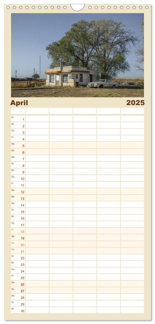 Familienplaner 2025 - Wo der Wind Wohnt, Amerikas Lost Places mit 5 Spalten (Wandkalender, 21 x 45 cm) CALVENDO